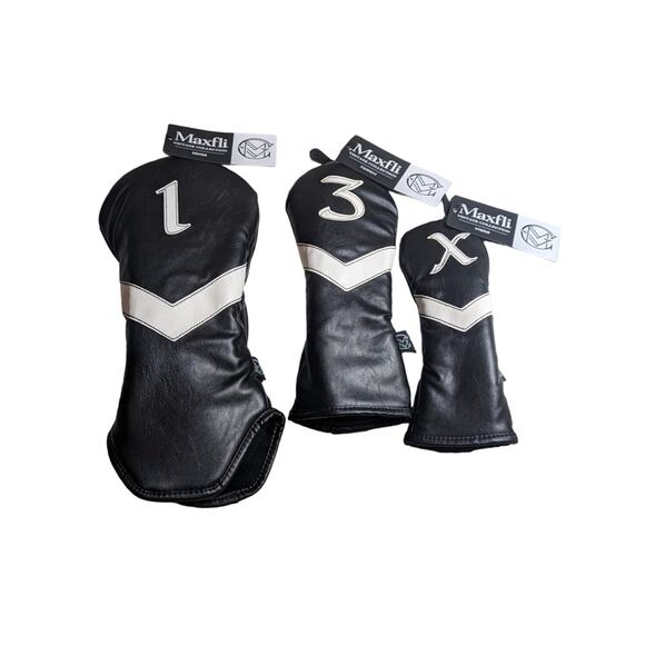 3x Maxfli Vintage Collection Black/White Golf Head Cover Driver/Fairway/Hybrid X - Picture 1 of 5